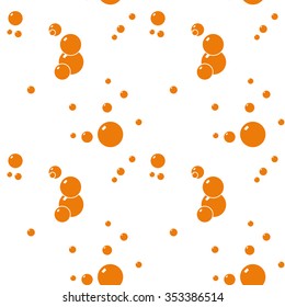 Vector seamless pattern with orange bubbles on white. Abstract background.