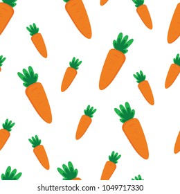 Vector seamless pattern with orange carrots on white background. Vegetable summer pattern, colorful print for design .Carrot pattern.