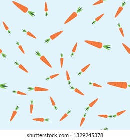 Vector seamless pattern with orange carrots. Vegetable summer pattern, colorful print for design .Carrot pattern.