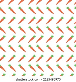 Vector seamless pattern of orange carrots on a transparent background. Print for kids textiles and decor.