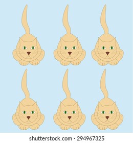 Vector seamless pattern with orange cats on the soft blue background