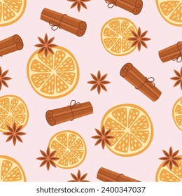 Vector seamless pattern with orange and cinnamon 