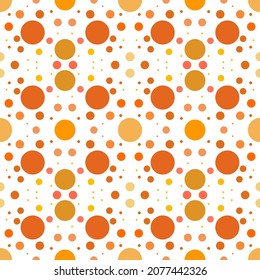 vector of seamless pattern of orange circles on white background. seamless pattern for textile, cloth, dress, cover skin, wrapping paper, curtain, blanket.