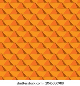 Vector seamless pattern in orange color, seamless pyramid shape pattern.