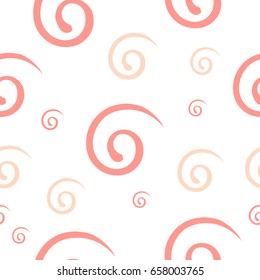 Vector seamless pattern with orange ether symbols on white backdrop. Yoga background. Ayurveda sign.  Can be used for print on clothes, package, banner, wrapping paper. EPS10. 