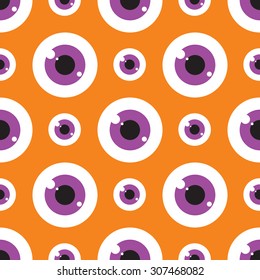 Vector seamless pattern with orange eyes. For Halloween and just for fun.