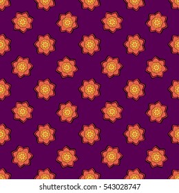 Vector seamless pattern with orange flowers. Vector background.