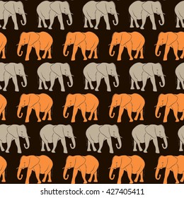 Vector seamless pattern. Orange and gray Elephants (1)