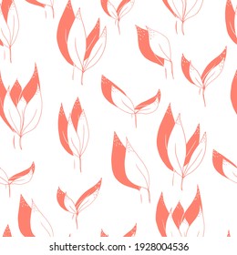 vector seamless pattern orange leaves with shadow on a orange background. For textiles, fabrics, paper, wallpaper, nursery, stationery 