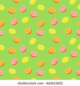 Vector seamless pattern with orange, lemon