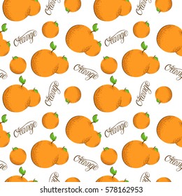 Vector seamless pattern with orange and lettering