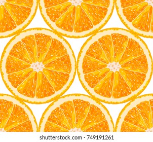 Vector seamless pattern from orange slices. Citrus background