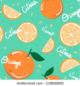 Vector Seamless Pattern of Oranges