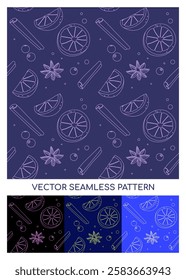 Vector seamless pattern with oranges and cardamom