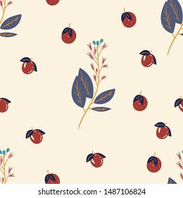 vector seamless pattern with oranges and flowers. Great for wallpaper,backgrounds,gifs,surface pattern design,packaging design projects, stationary,fabric.