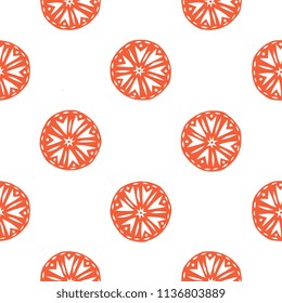 Vector seamless pattern - oranges. In modern cutout style. Fruit silhouettes isolated on white background. Design for textile, paper.