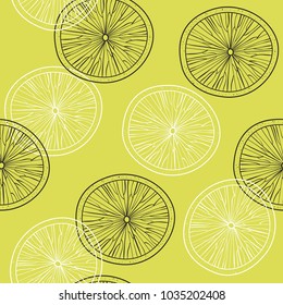 Vector seamless pattern with oranges. Watercolor background
