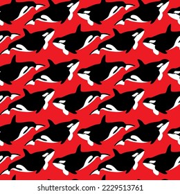 Vector seamless pattern with orca.Underwater cartoon creatures.Marine background.Cute ocean pattern for fabric, childrens clothing,textiles,wrapping paper