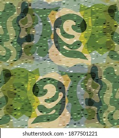 Vector seamless pattern of organic Matisse shapes. Natural earthy colors floral underwater life. Abstract seaweed camouflage background. Trendy floating wavy geometry. Random layered hand drawn art.