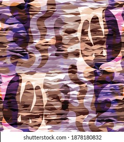 Vector seamless pattern of organic Matisse shapes. Natural earthy colors floral underwater life. Abstract seaweed camouflage background. Trendy floating wavy geometry. Random layered hand drawn art.