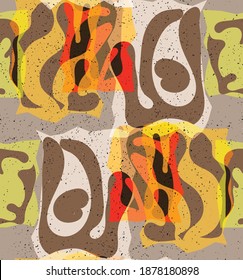 Patrón vectorial sin fisuras de formas orgánicas Matisse. Colores naturales de tierra floral vida submarina. Resumen del fondo del camuflaje de algas. Geometría ondulada flotante de moda. Arte dibujado a mano en capas aleatorias.