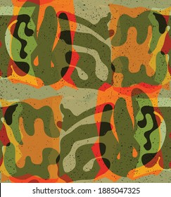 Vector seamless pattern of organic Matisse shapes. Natural earthy colors floral underwater life. Abstract seaweed camouflage background. Trendy floating wavy geometry. Random layered hand drawn art.