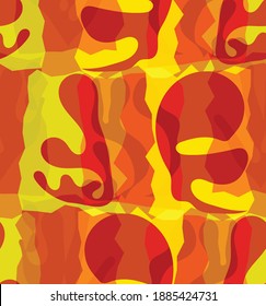 Vector seamless pattern of organic Matisse shapes. Natural earthy colors floral underwater life. Abstract seaweed camouflage background. Trendy floating wavy geometry. Random layered hand drawn art.