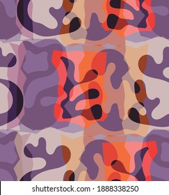 Patrón vectorial sin fisuras de formas orgánicas Matisse. Colores naturales de tierra floral vida submarina. Resumen del fondo del camuflaje de algas. Geometría ondulada flotante de moda. Arte dibujado a mano en capas aleatorias.