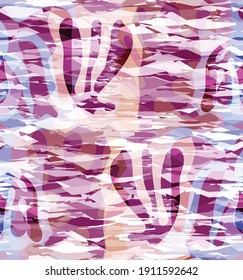 Vector seamless pattern of organic Matisse shapes. Natural earthy colors floral underwater life. Abstract seaweed camouflage background. Trendy floating wavy geometry. Random layered hand drawn art.