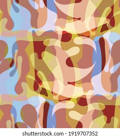 Vector seamless pattern of organic Matisse shapes. Natural earthy colors floral underwater life. Abstract seaweed camouflage background. Trendy floating wavy geometry. Random layered hand drawn art.