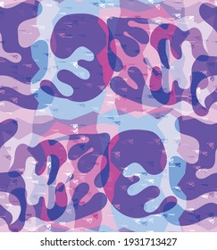 Vector seamless pattern of organic Matisse shapes. Natural earthy colors floral underwater life. Abstract seaweed camouflage background. Trendy floating wavy geometry. Random layered hand drawn art.