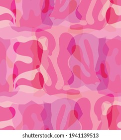 Vector seamless pattern of organic Matisse shapes. Natural earthy colors floral underwater life. Abstract seaweed camouflage background. Trendy floating wavy geometry. Random layered hand drawn art.