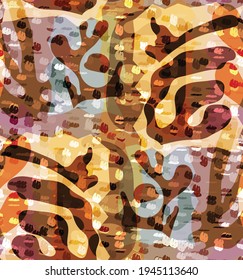 Patrón vectorial sin fisuras de formas orgánicas Matisse. Colores naturales de tierra floral vida submarina. Resumen del fondo del camuflaje de algas. Geometría ondulada flotante de moda. Arte dibujado a mano en capas aleatorias.