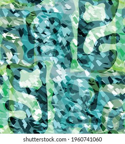 Vector seamless pattern of organic Matisse shapes. Natural earthy colors floral underwater life. Abstract seaweed camouflage background. Trendy floating wavy geometry. Random layered hand drawn art.