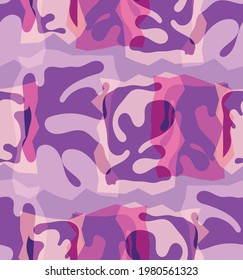 Vector seamless pattern of organic Matisse shapes. Natural earthy colors floral underwater life. Abstract seaweed camouflage background. Trendy floating wavy geometry. Random layered hand drawn art.