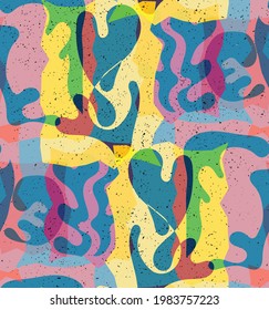 Patrón vectorial sin fisuras de formas orgánicas Matisse. Colores naturales de tierra floral vida submarina. Resumen del fondo del camuflaje de algas. Geometría ondulada flotante de moda. Arte dibujado a mano en capas aleatorias.