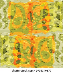 Vector seamless pattern of organic Matisse shapes. Natural earthy colors floral underwater life. Abstract seaweed camouflage background. Trendy floating wavy geometry. Random layered hand drawn art.