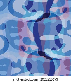 Vector seamless pattern of organic Matisse shapes. Natural earthy colors floral underwater life. Abstract seaweed camouflage background. Trendy floating wavy geometry. Random layered hand drawn art.