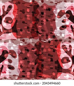 Vector seamless pattern of organic Matisse shapes. Natural earthy colors floral underwater life. Abstract seaweed camouflage background. Trendy floating wavy geometry. Random layered hand drawn art.