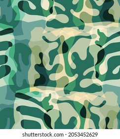 Vector seamless pattern of organic Matisse shapes. Natural earthy colors floral underwater life. Abstract seaweed camouflage background. Trendy floating wavy geometry. Random layered hand drawn art.