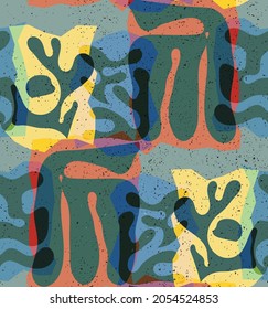 Patrón vectorial sin fisuras de formas orgánicas Matisse. Colores naturales de tierra floral vida submarina. Resumen del fondo del camuflaje de algas. Geometría ondulada flotante de moda. Arte dibujado a mano en capas aleatorias.