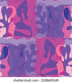 Vector seamless pattern of organic Matisse shapes. Natural earthy colors floral underwater life. Abstract seaweed camouflage background. Trendy floating wavy geometry. Random layered hand drawn art.
