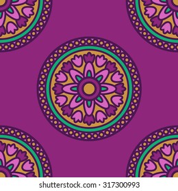 vector seamless pattern with orient mandala