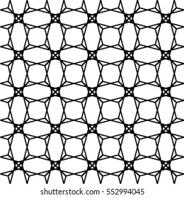 Vector seamless pattern.  Oriental Pattern.  Abstract black and white background. 