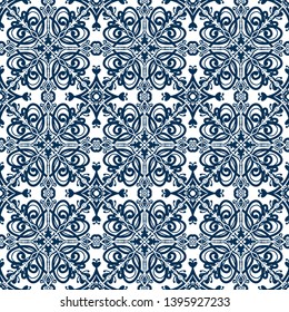 Vector seamless pattern in oriental style. Ornament background. Ceramic decor.