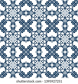 Vector seamless pattern in oriental style. Ornament background. Ceramic decor.