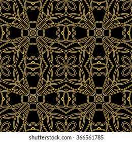 Vector seamless pattern in oriental style. Golden color.
