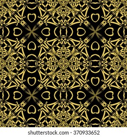 Vector seamless pattern in oriental style. Golden color.
