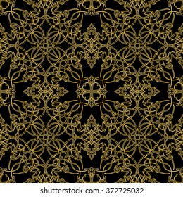 Vector seamless pattern in oriental style. Golden color.
