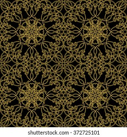 Vector seamless pattern in oriental style. Golden color.
